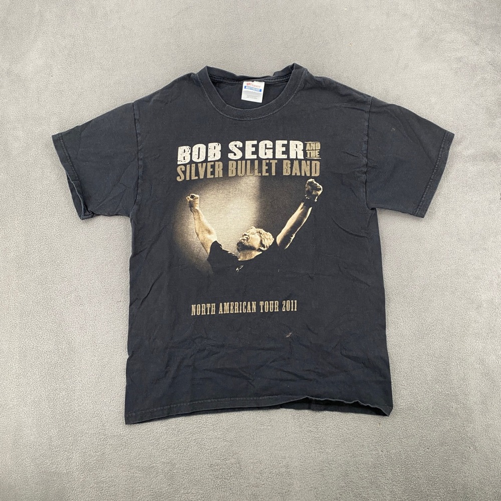 Bob Seger Silver Bullet Band North American Tour 2011 T-Shirt Black Hanes Medium